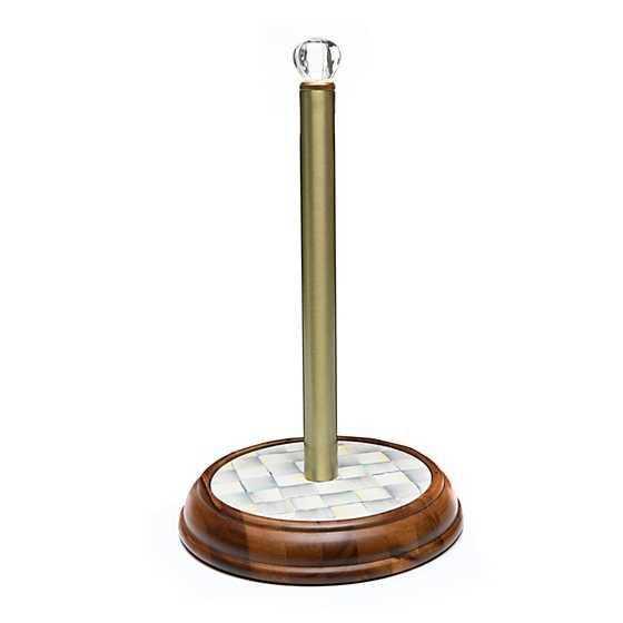 Sterling Check Wood Paper Towel Holder (Mackenzie Childs) - Gallery Gifts Online