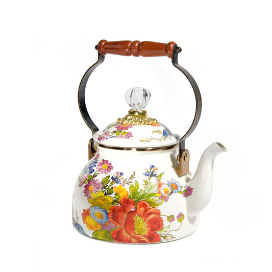 White Flower Market Tea Kettle - 1.8L (Mackenzie Childs) - Gallery Gifts Online 