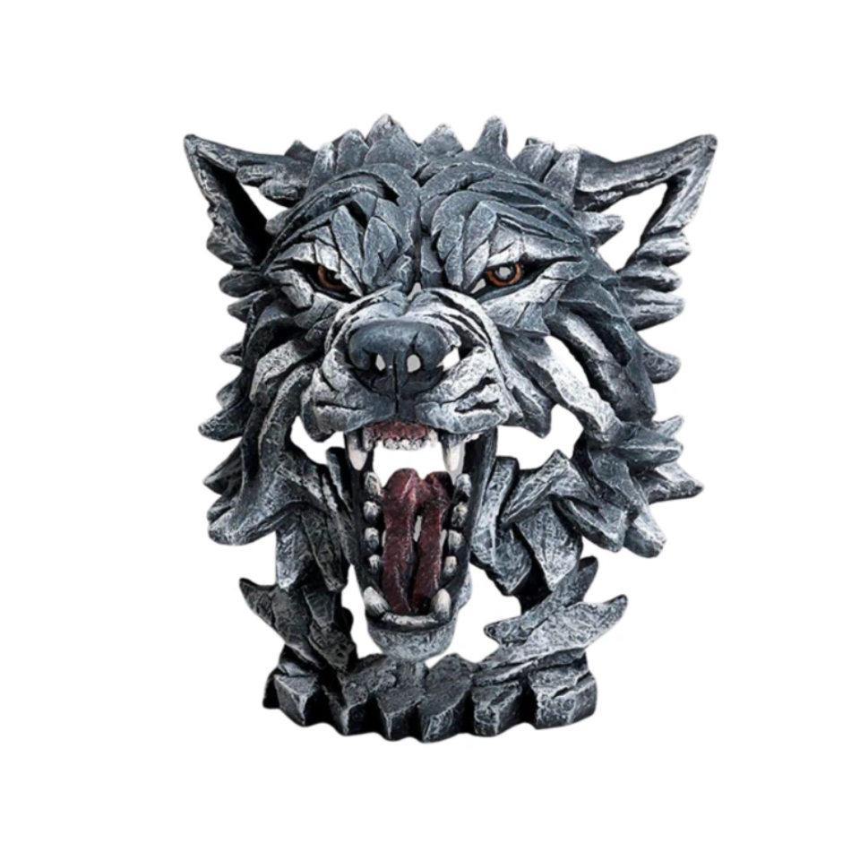 Wolf Bust Sculpture - Grey (Edge Sculpture by Matt Buckley) - Gallery Gifts Online