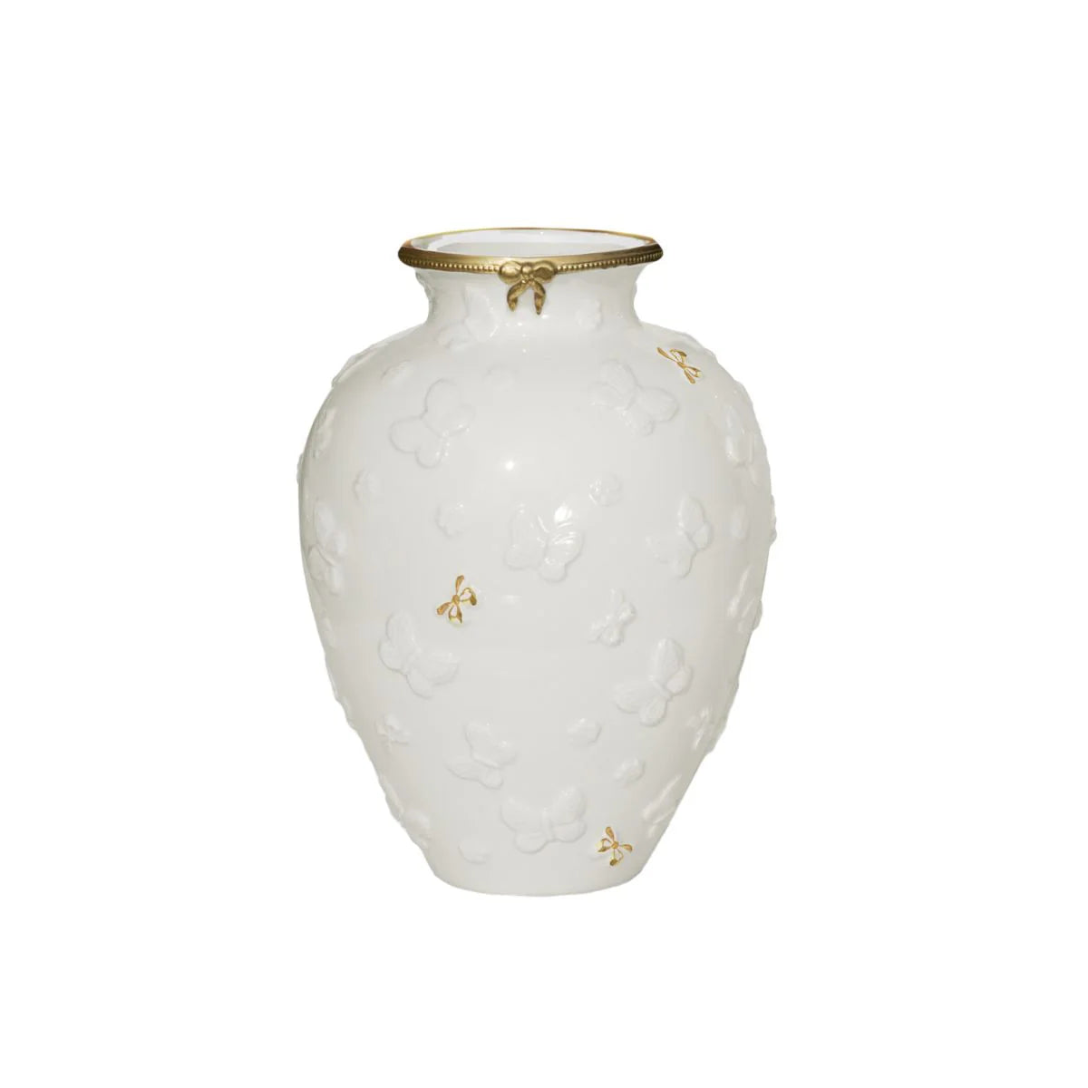 Butterfly Small Vase - White & Gold (Villari)
