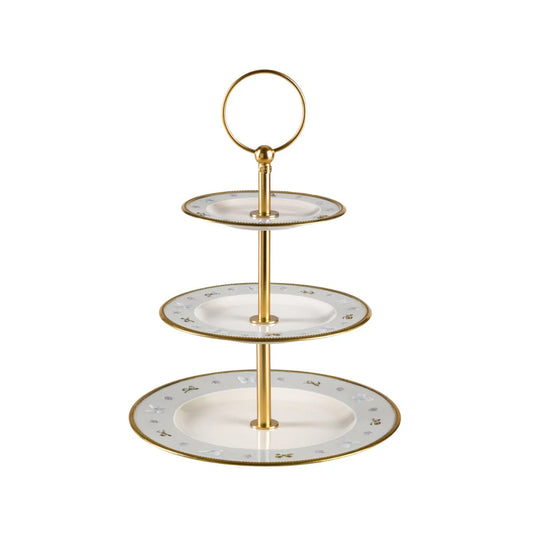 Butterfly White & Gold 3 Tier Cake Stand (Villari)
