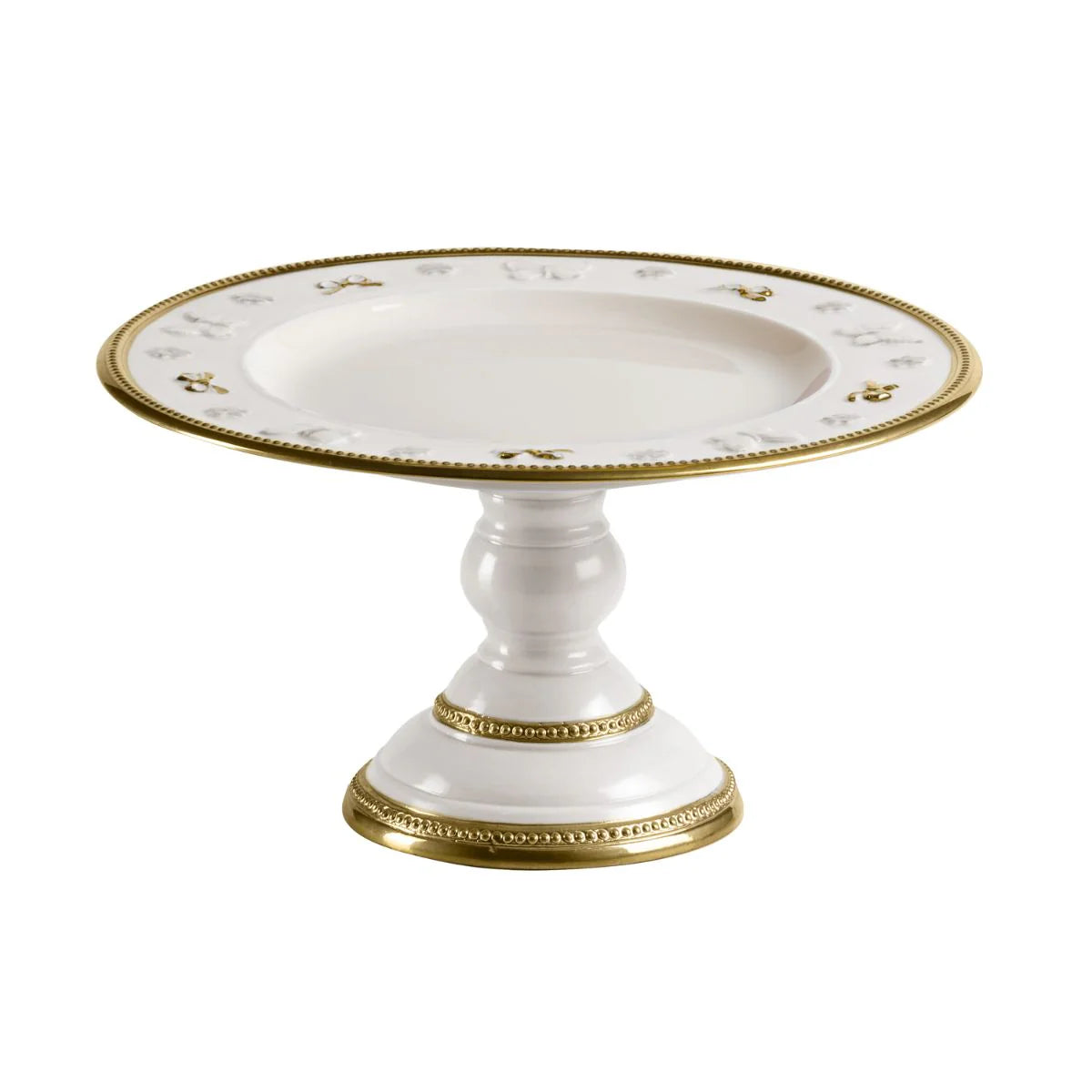 Butterfly White & Gold Small Footed Cake Stand (Villari)