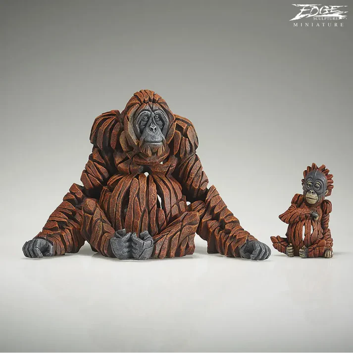 Miniature Orangutan with Baby (Set of 2) (Edge Sculpture by Matt Buckley)