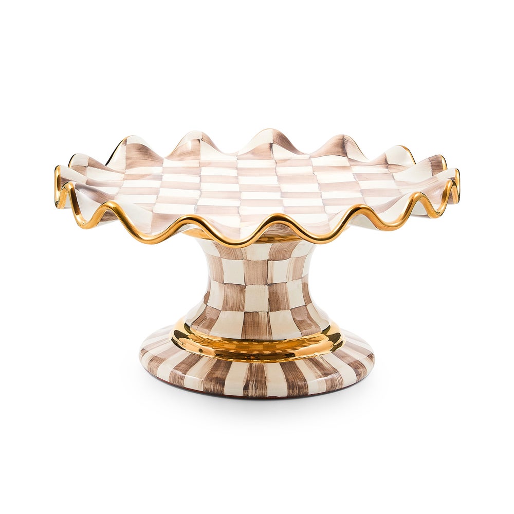 Mocha Check Ceramic Fluted Cake Stand (Mackenzie Childs)