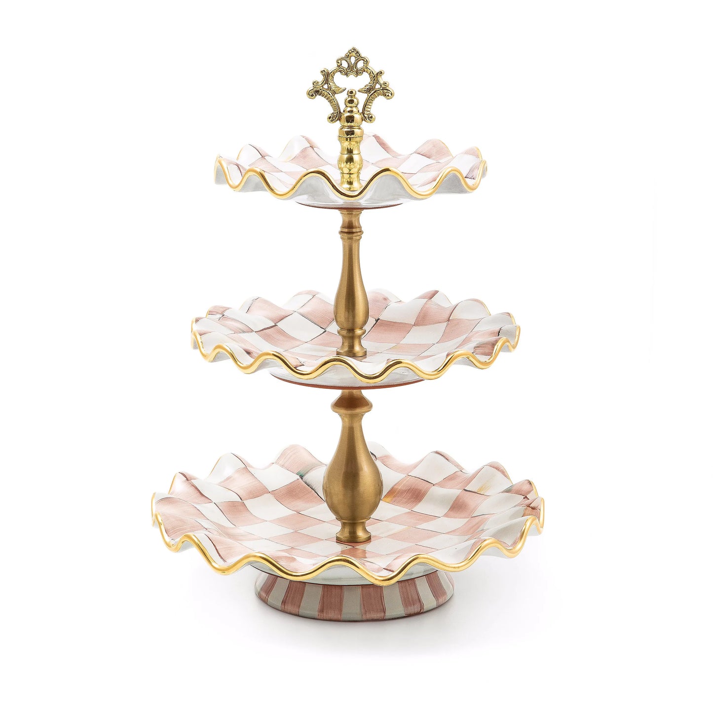 Rosy Check Ceramic Three Tier Sweet Stand (Mackenzie Childs)