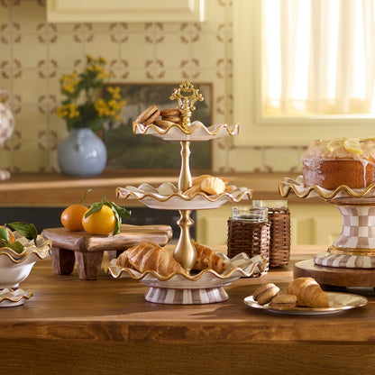 Mocha Check Ceramic Three Tier Sweet Stand (Mackenzie Childs)