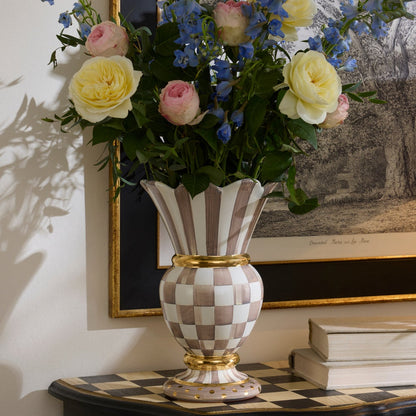 Mocha Check Ceramic Great Vase (Mackenzie Childs)