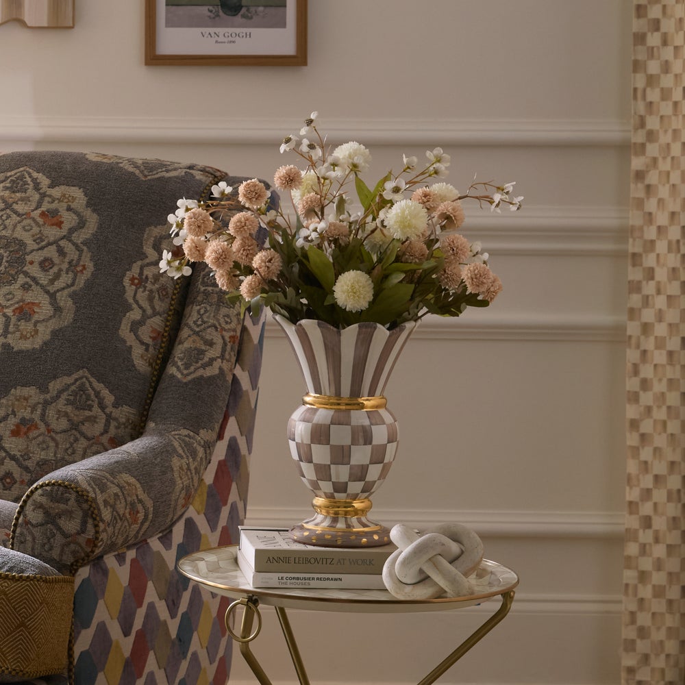 Mocha Check Ceramic Great Vase (Mackenzie Childs)