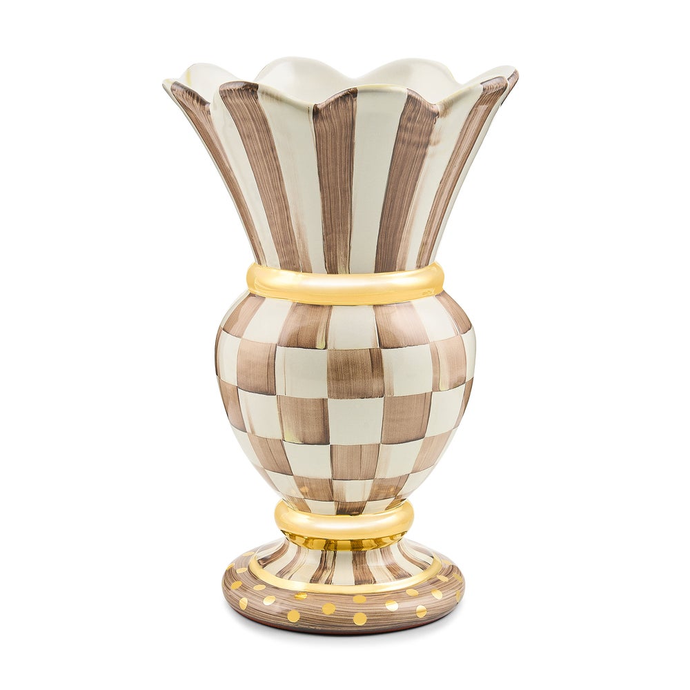 Mocha Check Ceramic Great Vase (Mackenzie Childs)
