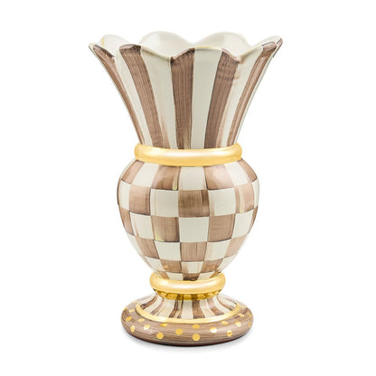 Mocha Check Ceramic Great Vase (Mackenzie Childs)