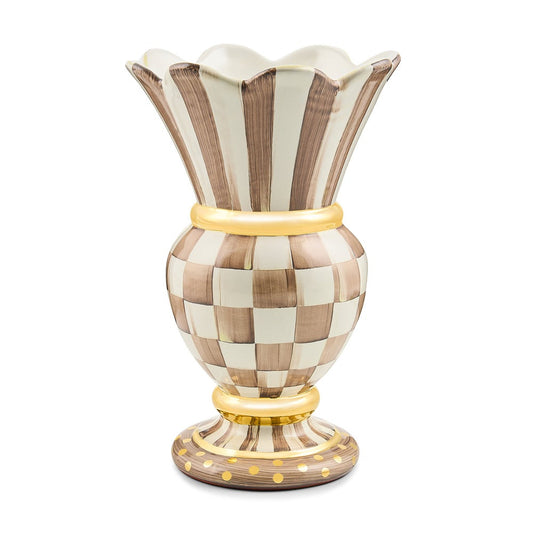 Mocha Check Ceramic Great Vase (Mackenzie Childs)
