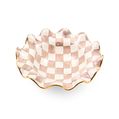 Mocha Check Ceramic Fluted Serving Bowl (Mackenzie Childs)