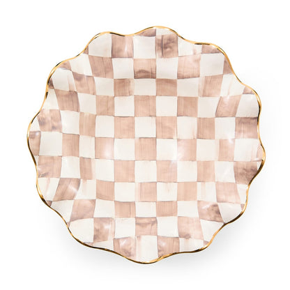 Mocha Check Ceramic Fluted Serving Bowl (Mackenzie Childs)
