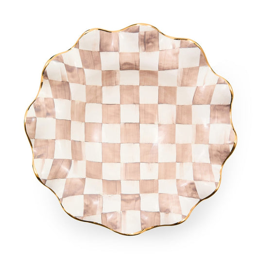 Mocha Check Ceramic Fluted Serving Bowl (Mackenzie Childs)