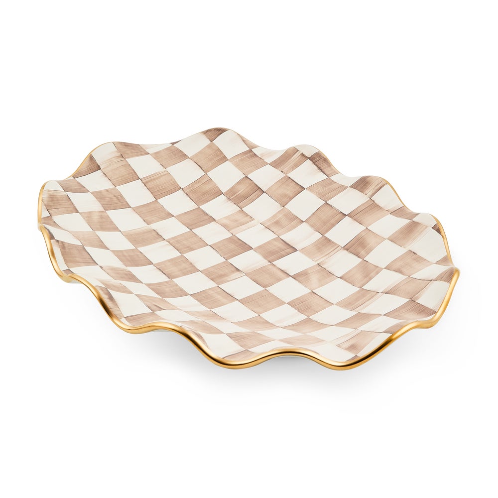 Mocha Check Ceramic Large Serving Platter (Mackenzie Childs)