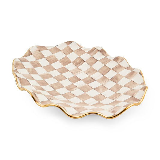 Mocha Check Ceramic Large Serving Platter (Mackenzie Childs)
