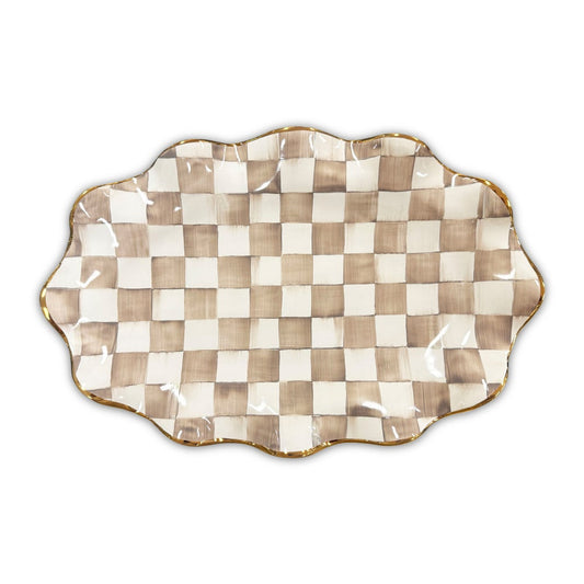 Mocha Check Ceramic Serving Platter (Mackenzie Childs)
