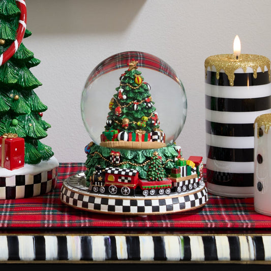 Cozy Christmas Tree & Train Snow Globe (Mackenzie Childs)