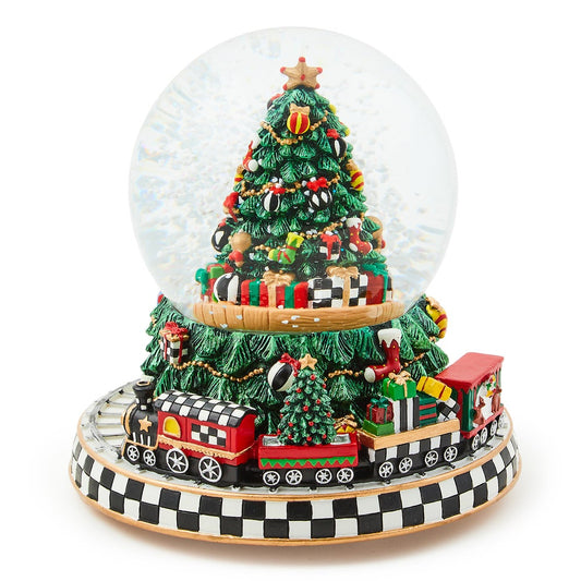 Cozy Christmas Tree & Train Snow Globe (Mackenzie Childs)