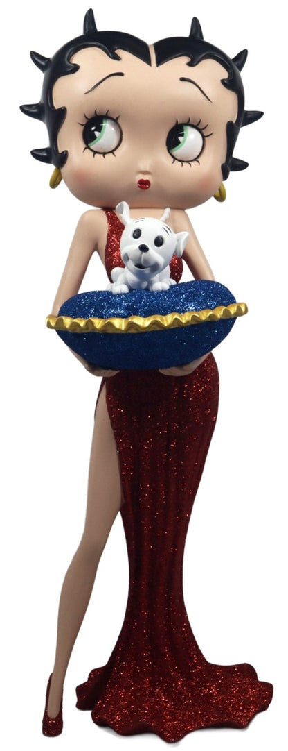 Betty Boop with Pudgy on Blue Glitter Pillow Box (Red Glitter Dress) (Betty Boop)