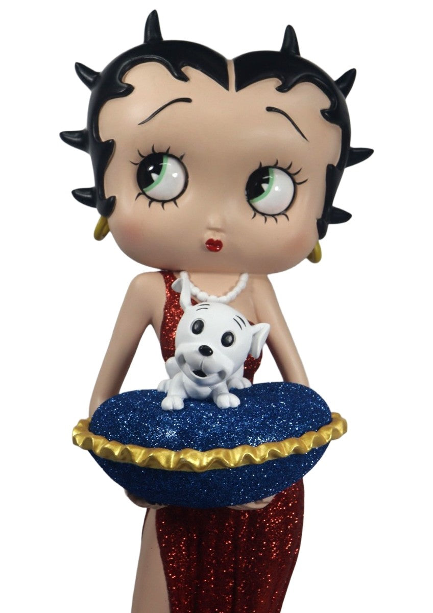 Betty Boop with Pudgy on Blue Glitter Pillow Box (Red Glitter Dress) (Betty Boop)