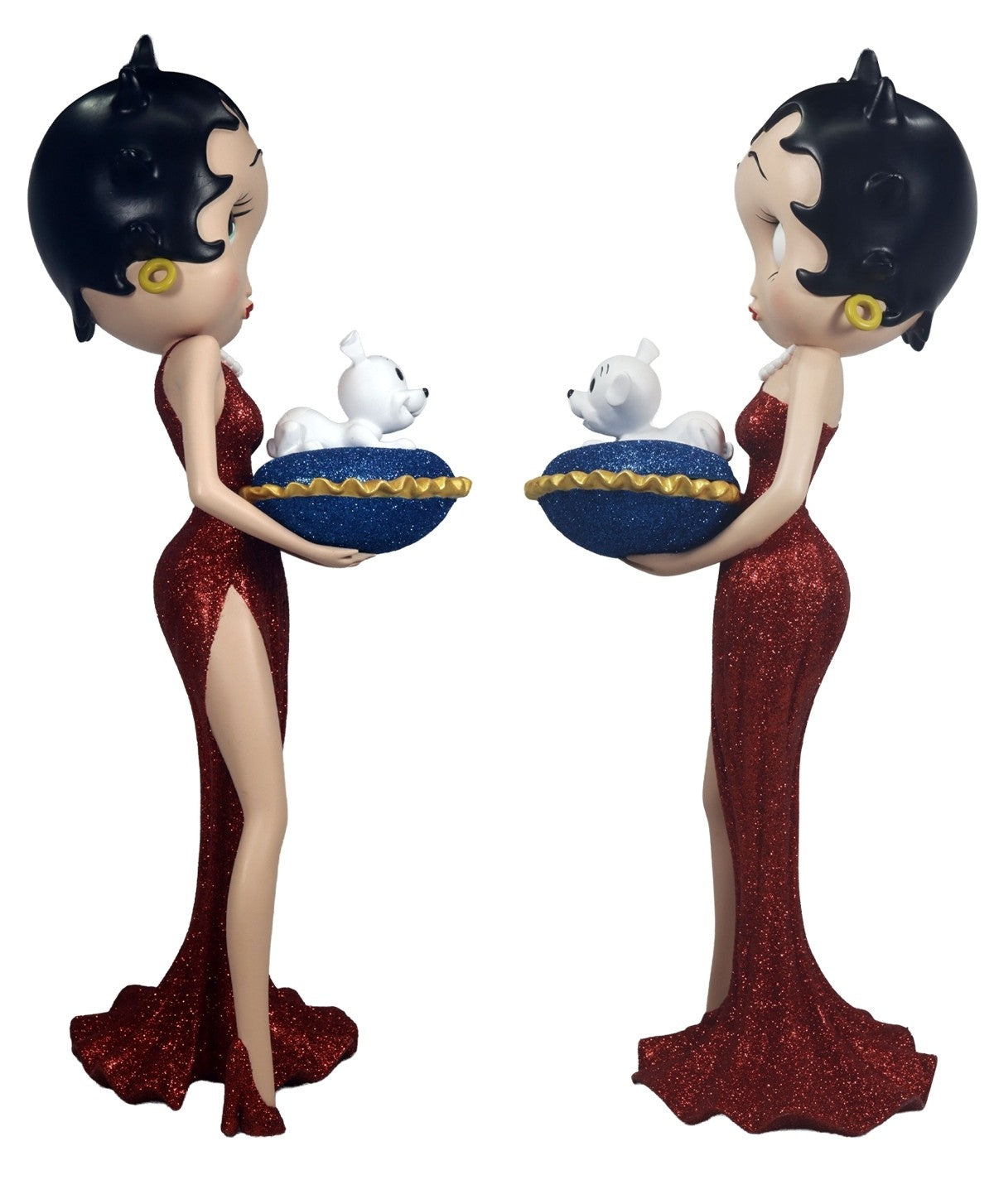 Betty Boop with Pudgy on Blue Glitter Pillow Box (Red Glitter Dress) (Betty Boop)