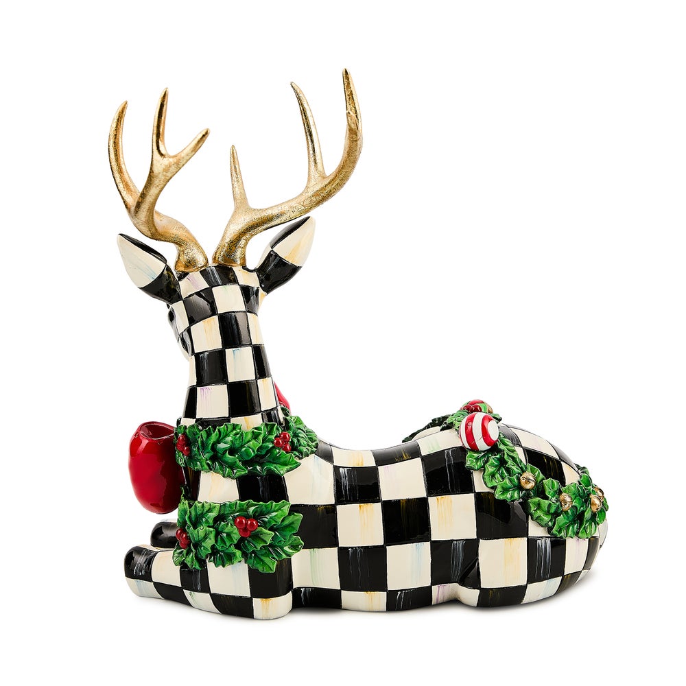 Holly Check Resting Deer (Mackenzie Childs)
