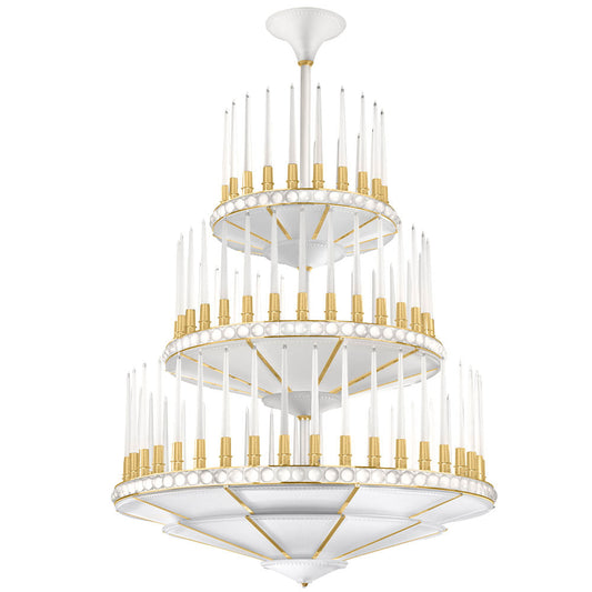 Perles Chandelier - 3 Tier Satin Gilded Finish D1340 (Lalique Special Order)