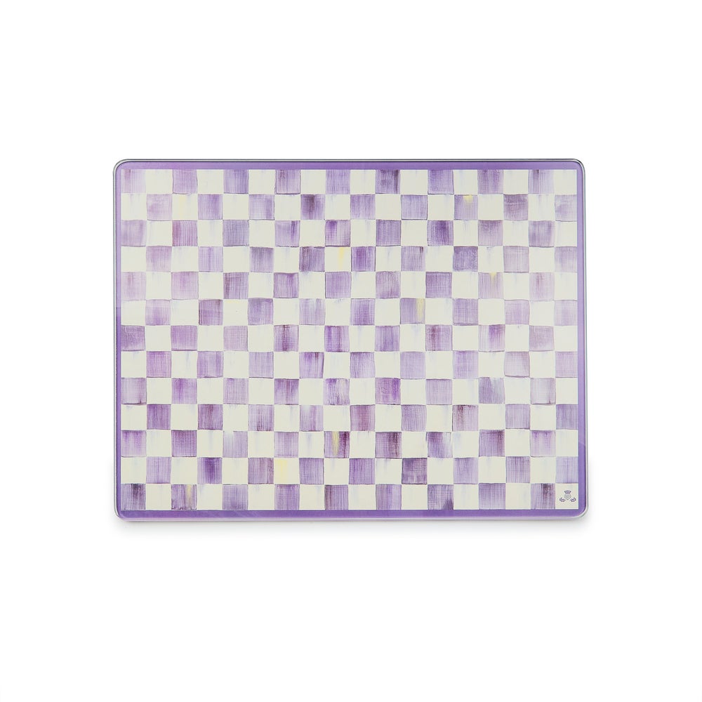 Violet Check Glass Cutting Boards, Set of 2 (Mackenzie Childs)
