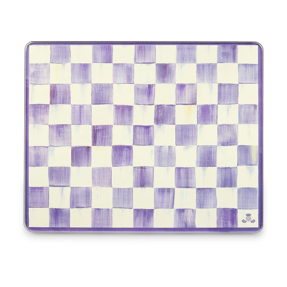Violet Check Glass Cutting Boards, Set of 2 (Mackenzie Childs)