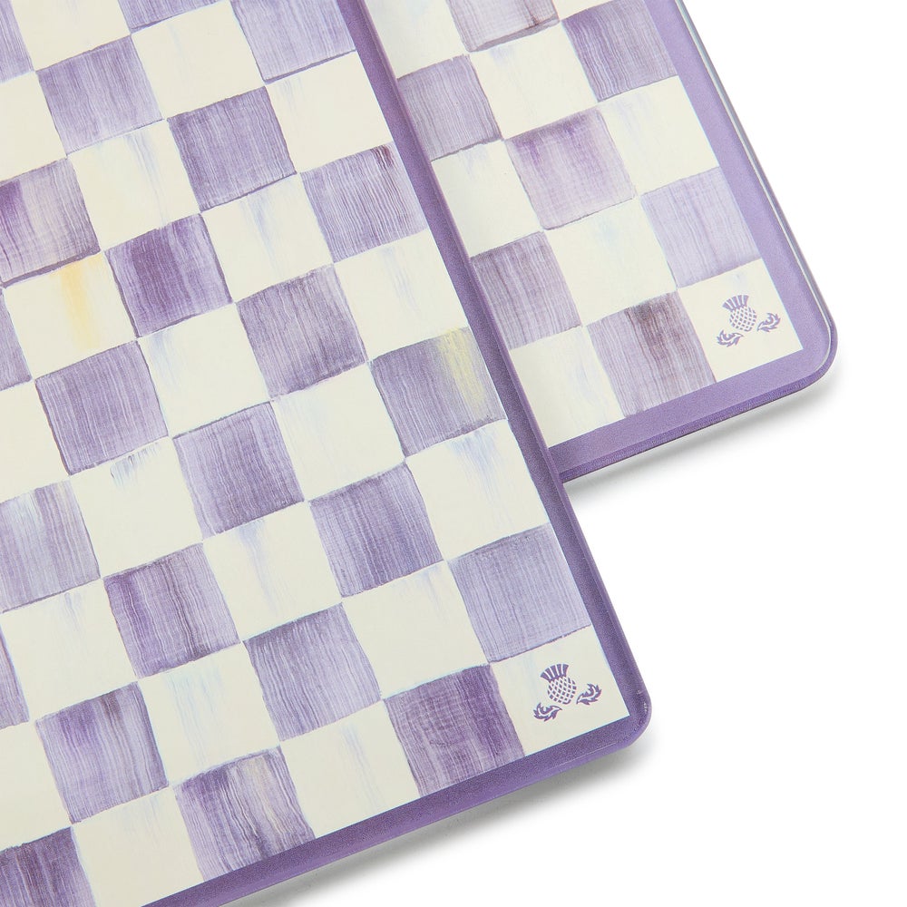 Violet Check Glass Cutting Boards, Set of 2 (Mackenzie Childs)