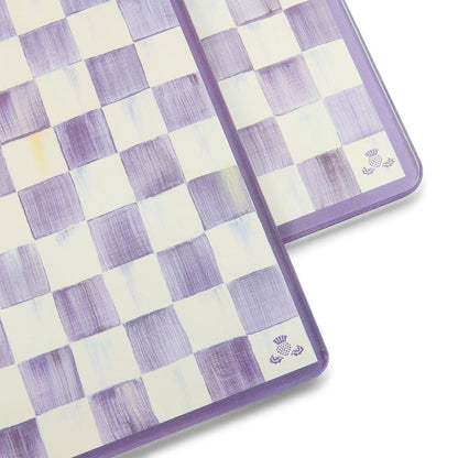 Violet Check Glass Cutting Boards, Set of 2 (Mackenzie Childs)