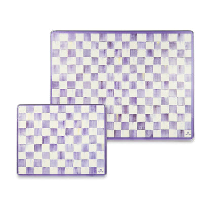Violet Check Glass Cutting Boards, Set of 2 (Mackenzie Childs)