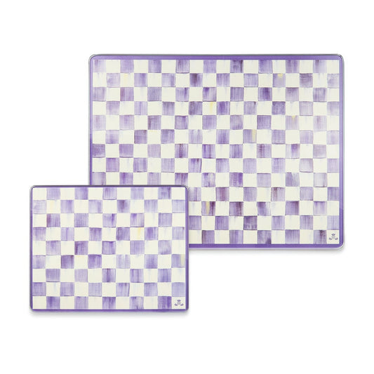 Violet Check Glass Cutting Boards, Set of 2 (Mackenzie Childs)