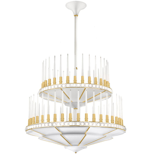Perles Chandelier - 2 Tier Satin Gilded Finish D1340 (Lalique Special Order)