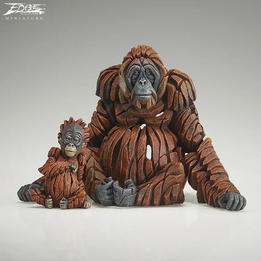 Miniature Orangutan with Baby (Set of 2) (Edge Sculpture by Matt Buckley)