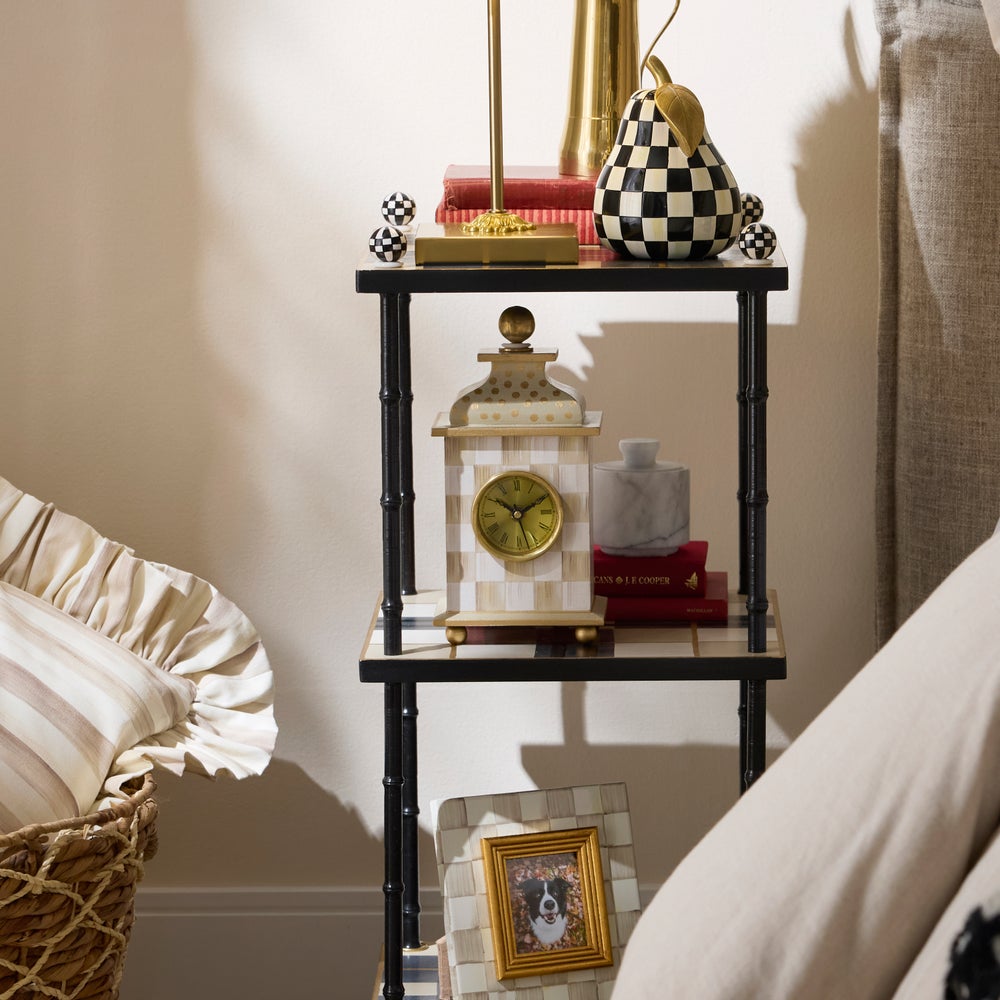 Mocha Check Desk Clock (Mackenzie Childs)