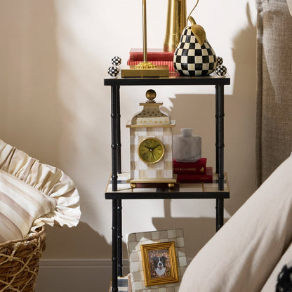 Mocha Check Desk Clock (Mackenzie Childs)