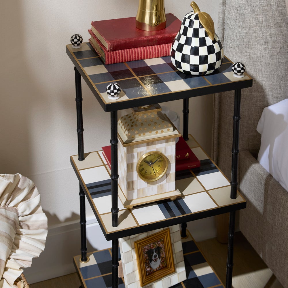 Mocha Check Desk Clock (Mackenzie Childs)