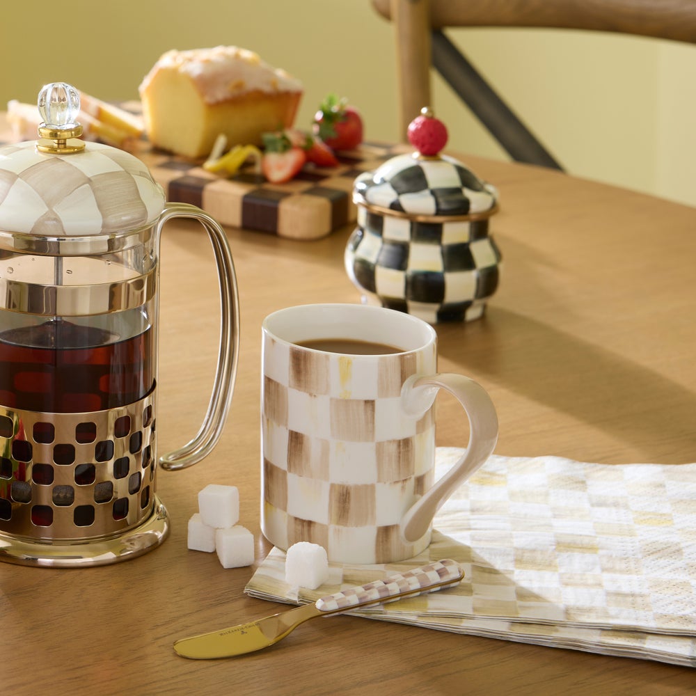 Mocha Check Porcelain Mug (Mackenzie Childs)