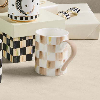 Mocha Check Porcelain Mug (Mackenzie Childs)