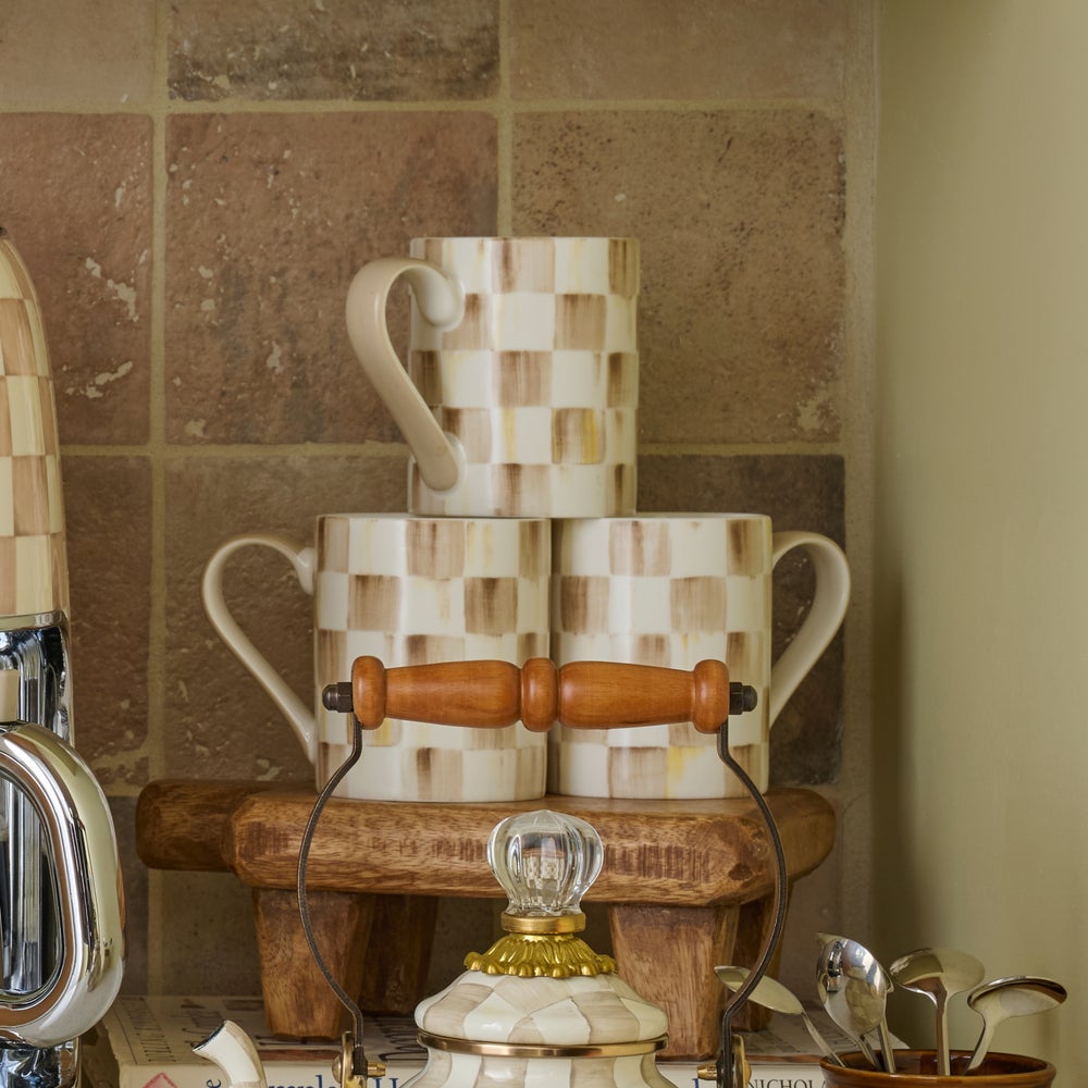 Mocha Check Porcelain Mug (Mackenzie Childs)