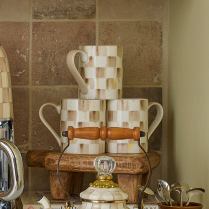 Mocha Check Porcelain Mug (Mackenzie Childs)