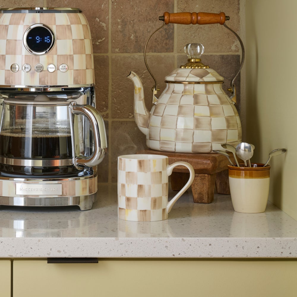 Mocha Check Porcelain Mug (Mackenzie Childs)