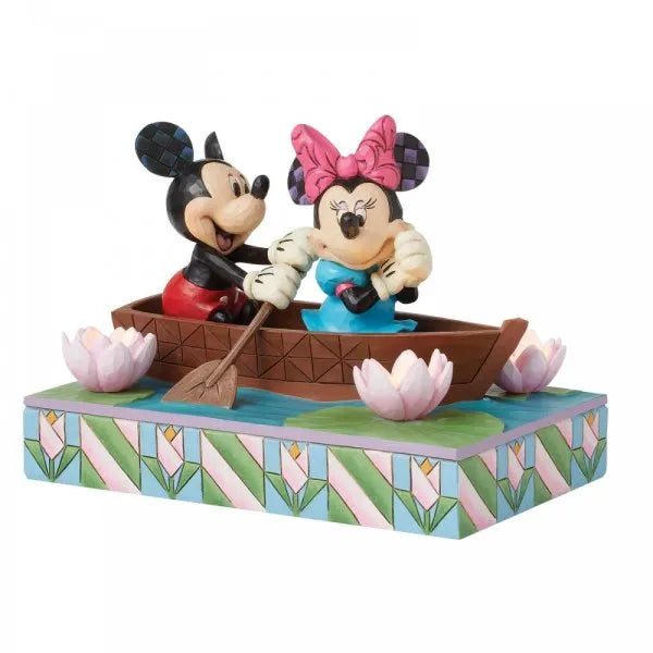 Row-mance is in the Air - Mickey & Minnie in a Rowboat Light-up Figurine  (Disney Traditions)
