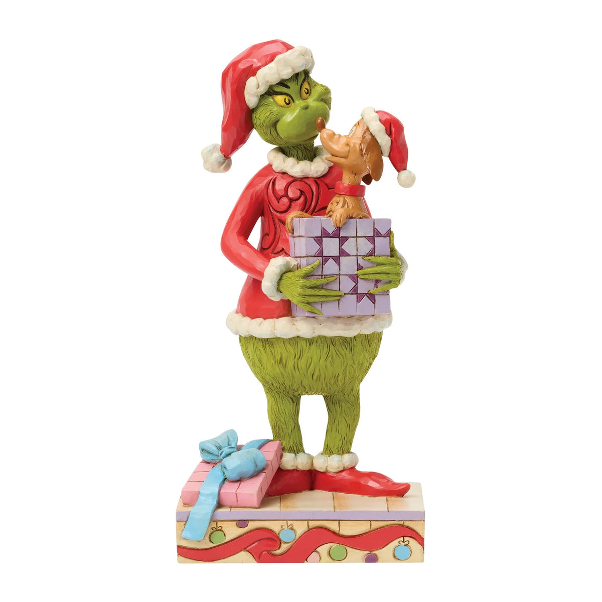 The Grinch Holding Gift with Max Popping Out (Jim Shore)