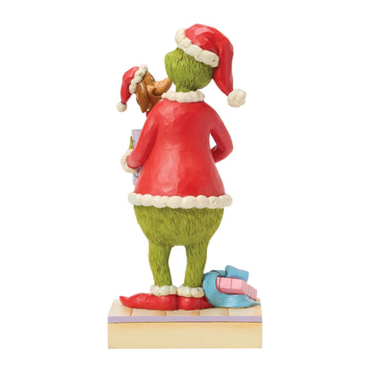 The Grinch Holding Gift with Max Popping Out (Jim Shore)