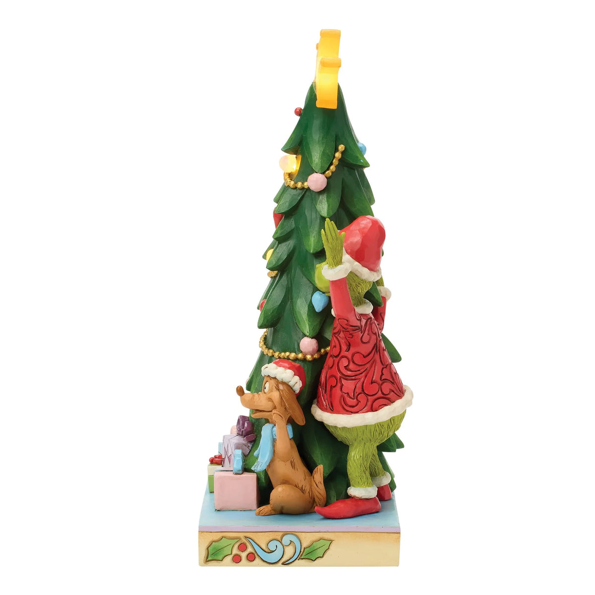 The Grinch, Max and Cindy-Lou Peeking Out From Tree Figurine (Jim Shore)