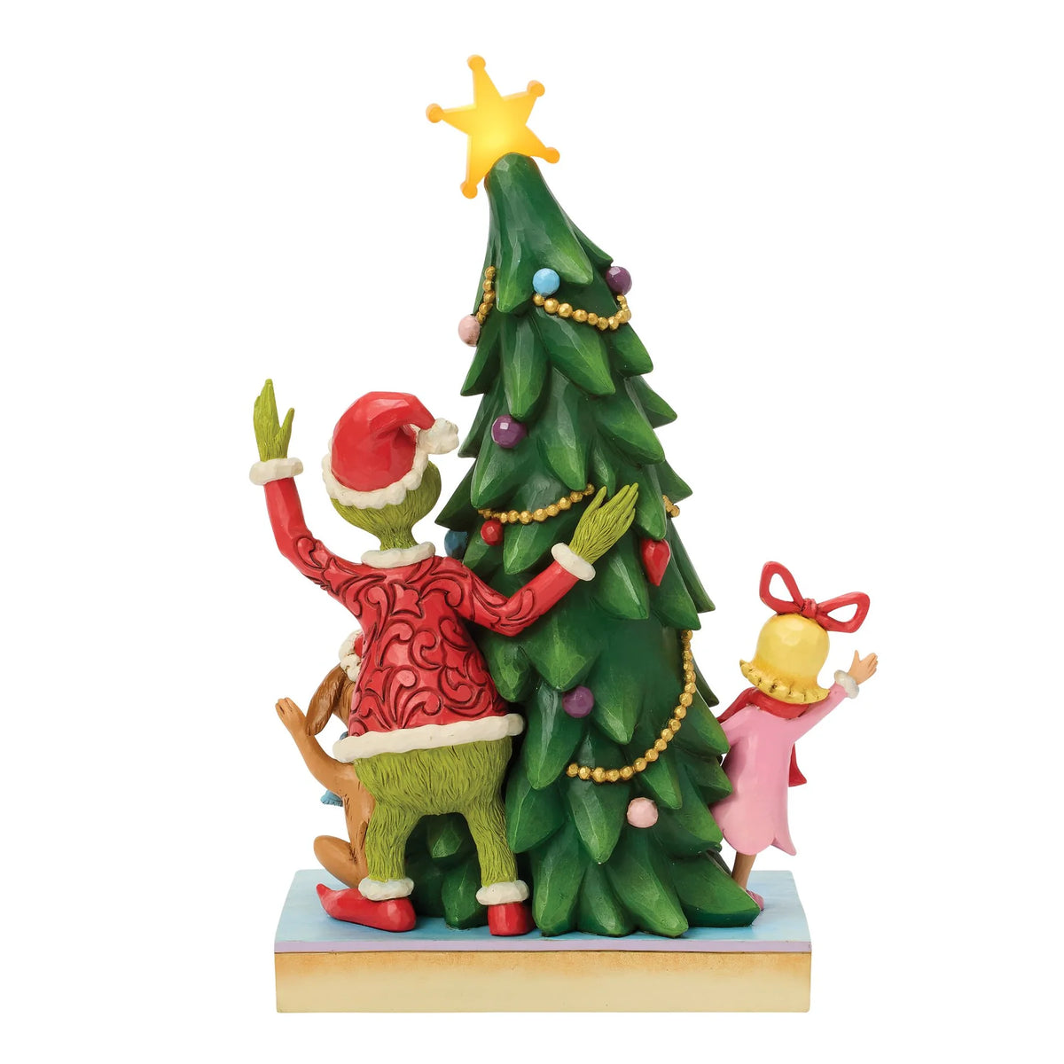 The Grinch, Max and Cindy-Lou Peeking Out From Tree Figurine (Jim Shore)