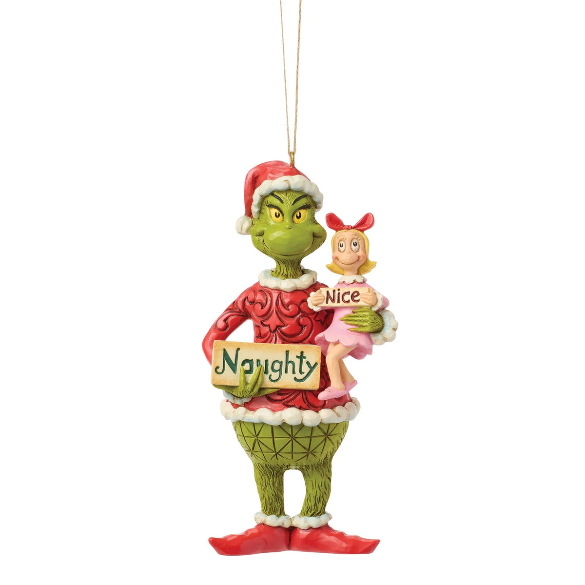 The Grinch and Cindy-Lou with Sign Hanging Ornament (Jim Shore)